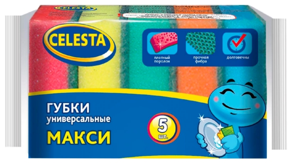 Губка хозяйственная СЕЛЕСТА макси универсальная 5шт