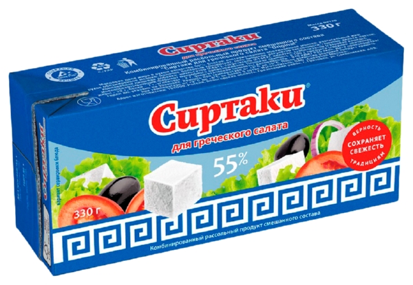 Сырный продукт СИРТАКИ Оригинальный для греческого салата сзмж 55% 330г