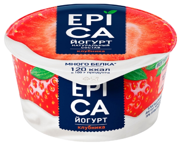 Йогурт ЭПИКА клубника бзмж 4.8% 130г