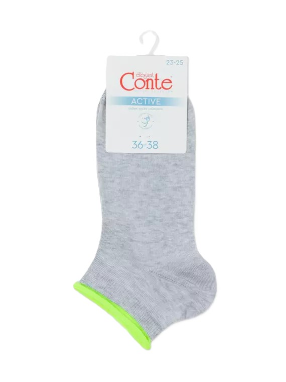Носки женские КОНТЕ Актив светло-серые-желтые р.23-25 арт.12С-32СП