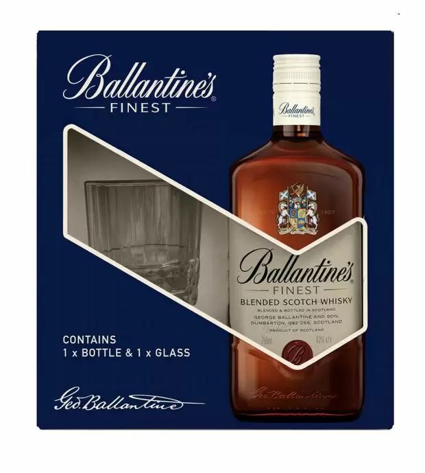 Виски БАЛЛАНТАЙНС Файнест 3 года 40% ПК 0.75л+стакан