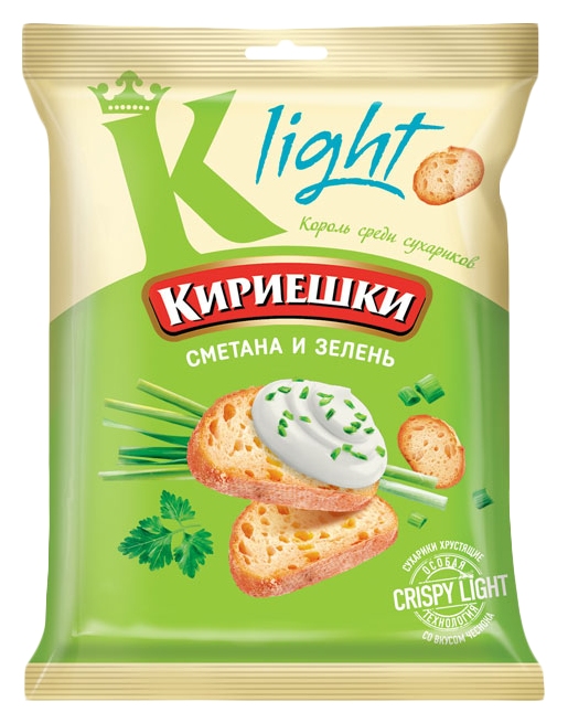 Сухарики КИРИЕШКИ Лайт сметана зелень 80г