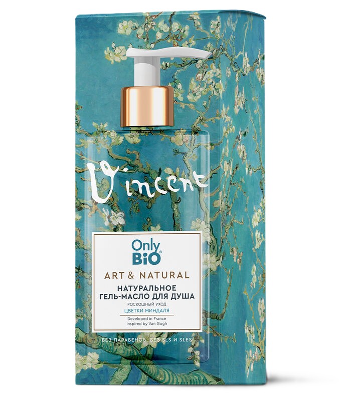 ПН ОНЛИ БИО АРТ&НАТУРАЛ Роскошный уход Гель масло для душа цветки миндаля