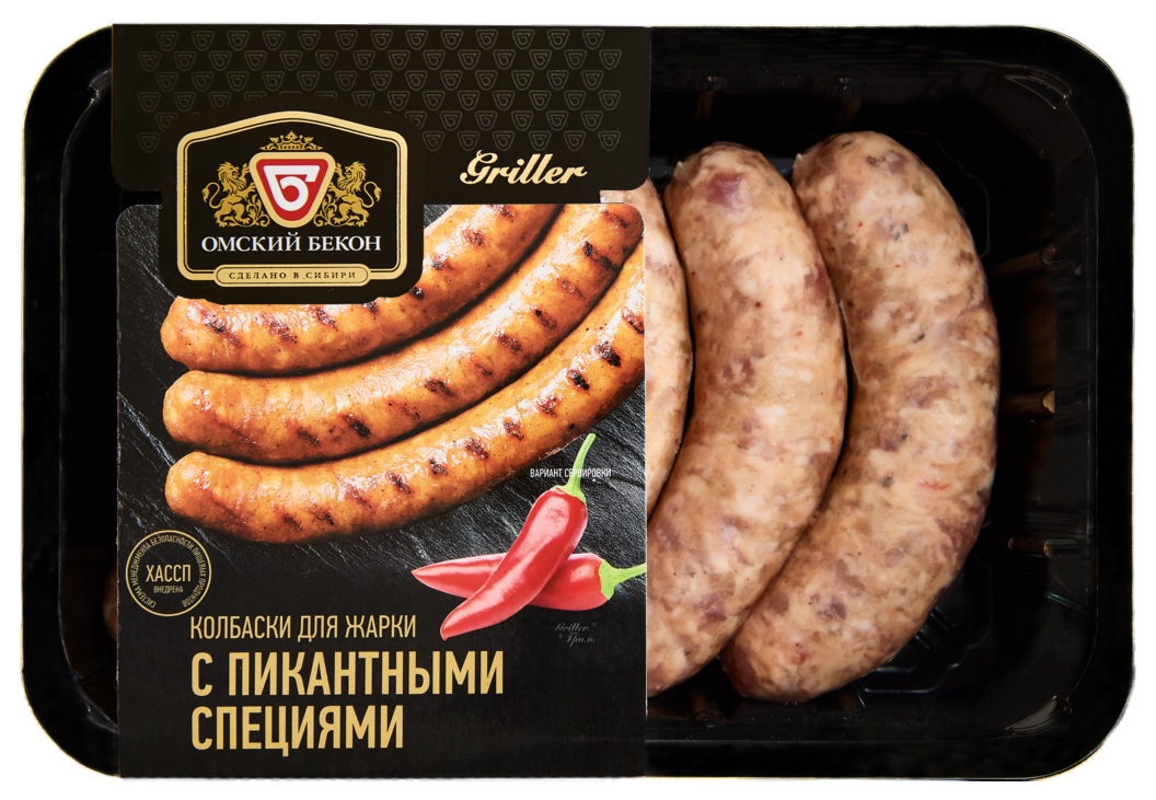 Колбаски ОМСКИЙ БЕКОН с пикантными специями охл 400г