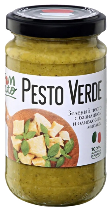 Соус ПОМАТО Зеленый песто с базиликом и оливками ст/б 190г