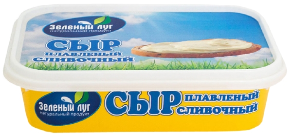 Сыр плавленый ЗЕЛЕНЫЙ ЛУГ сливочный бзмж 45% 180г