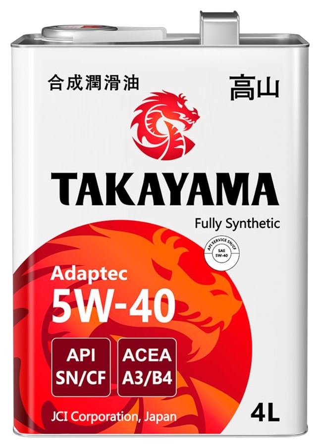 Масло ТАКАЙАМА Адаптек SAE 5W-40 API A3/B4 SN/CF синтетика ж/б 4л