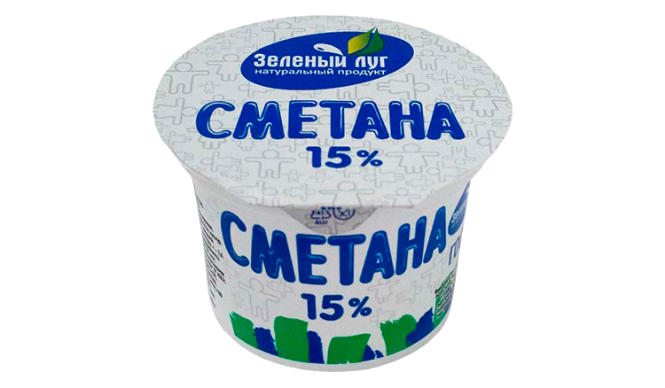 Сметана ЗЕЛЕНЫЙ ЛУГ бзмж 15% стакан 180г