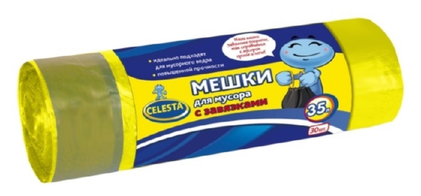 Мешки для мусора СЕЛЕСТА с завязками 35л 30шт