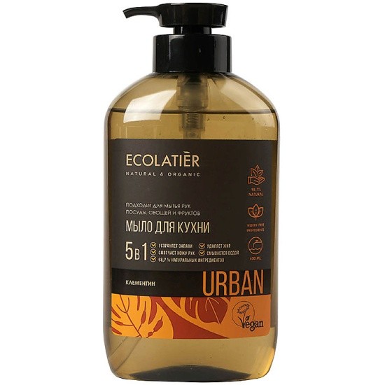 Жидкое мыло ЭКОЛАТЬЕ Клементин кухонное с дозатором 600мл