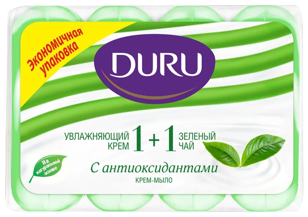 Мыло туалетное ДУРУ 1+1 крем и зеленый чай 4*80г