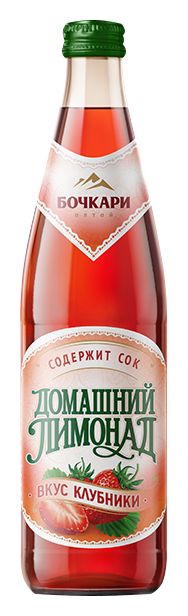 Газ.напиток БОЧКАРИ Домашний лимонад клубничный ст/б 0.45л