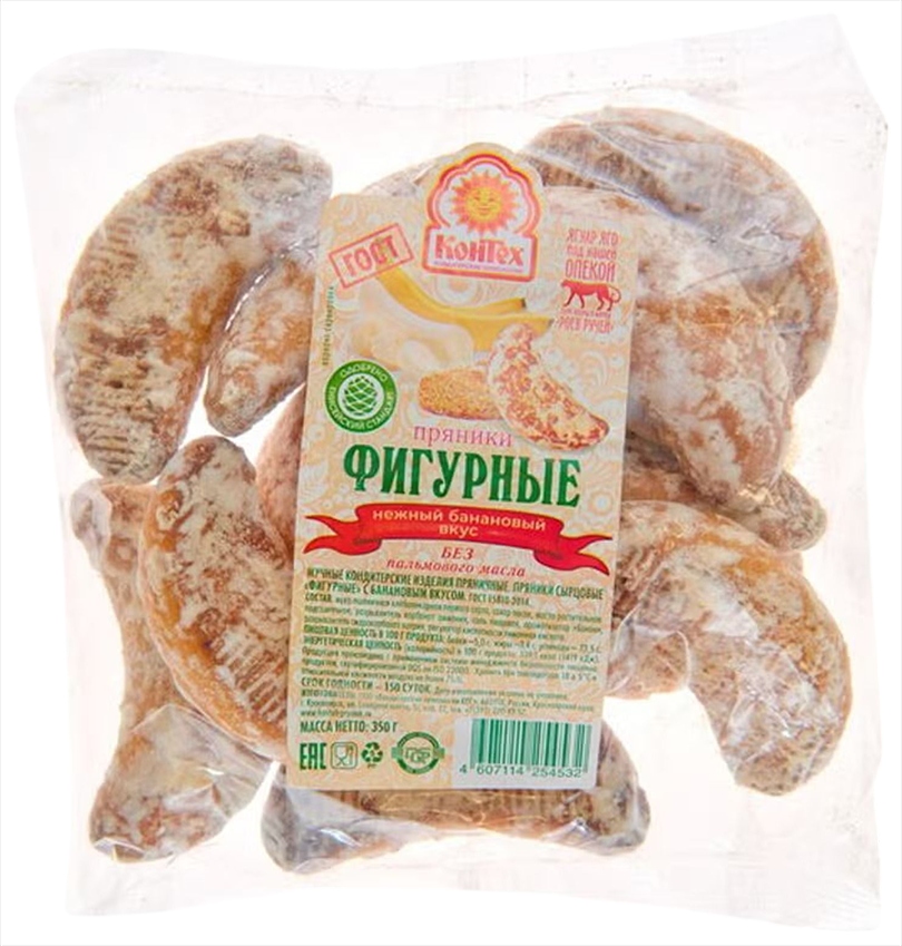 Пряники КОНТЕХ Фигурные банановый вкус 350г