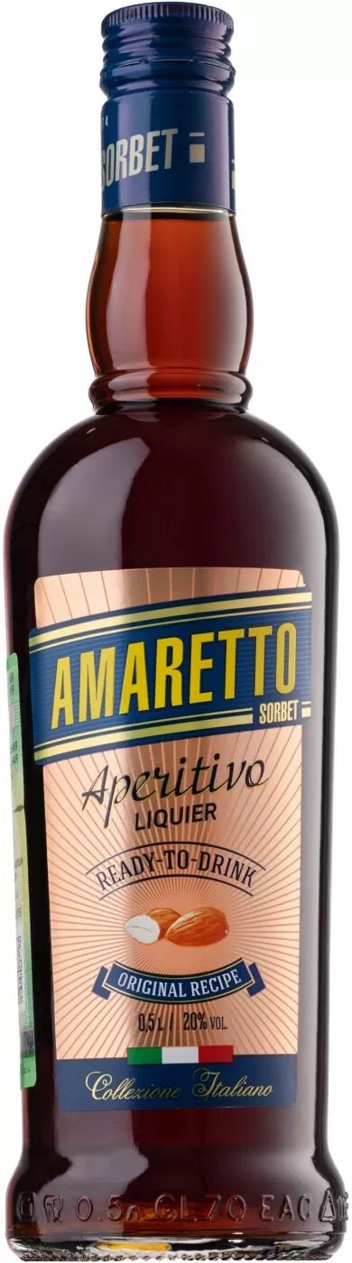 Ликер СОРБЕТ Аперитиво Амаретто 20% ст/б 0.5л