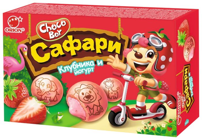 Печенье ОРИОН Чоко-Бой Сафари клубника йогурт 39г
