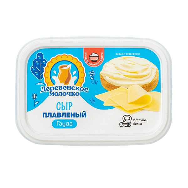 Сыр плавленый ДЕРЕВЕНСКОЕ МОЛОЧКО Гауда бзмж 35% 180г