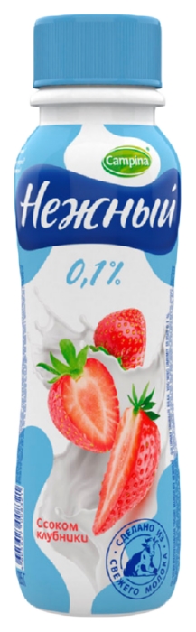 Йогуртный напиток КАМПИНА Нежный с соком клубники бзмж 0.1% 285г