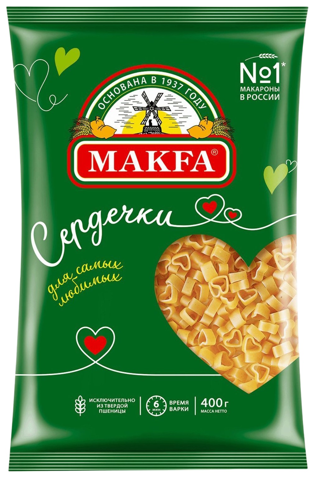 Мак.изделия МАКФА Сердечки м/у 400г
