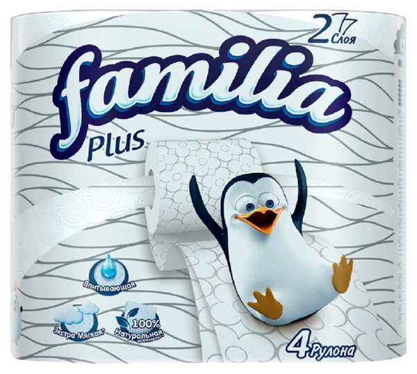 Туалетная бумага ФАМИЛИЯ Плюс белая 2сл 4рул