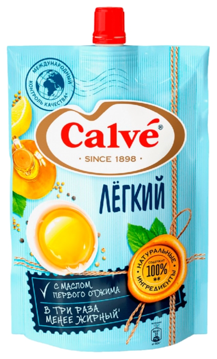 Майонез КАЛЬВЕ легкий д/пак 800г