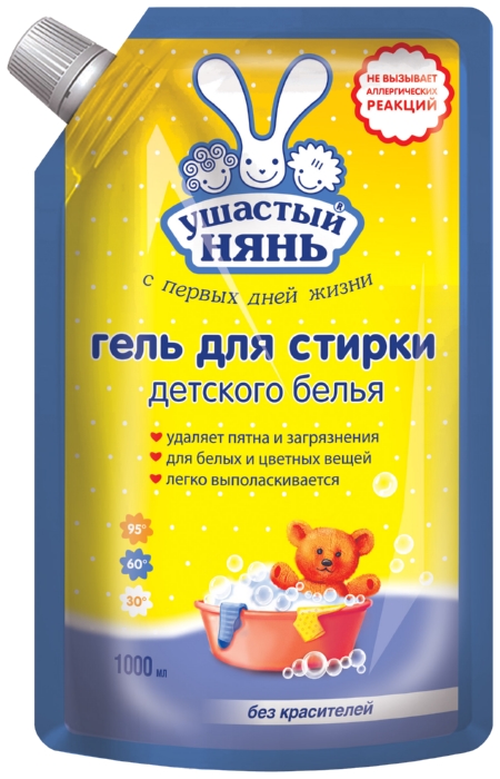 Гель для стирки УШАСТЫЙ НЯНЬ детский д/пак 1000мл