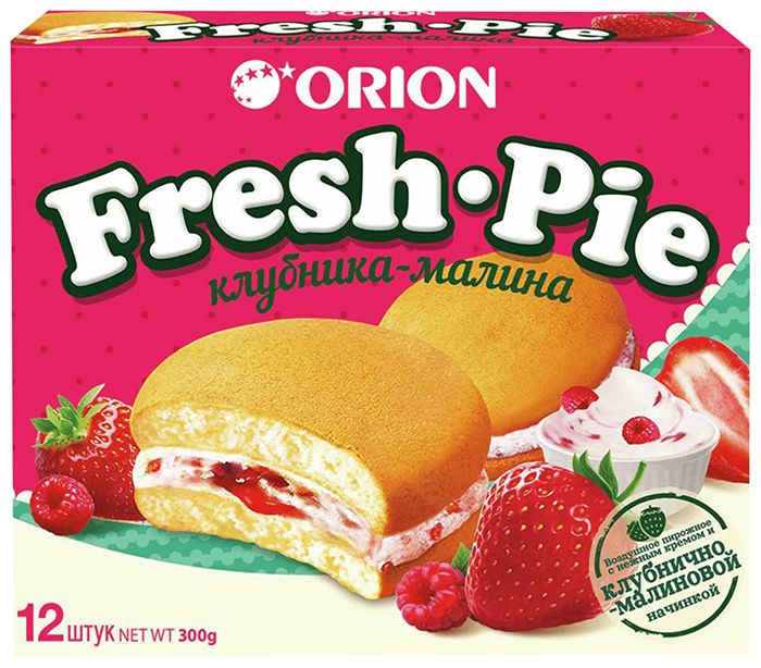 Печенье ОРИОН Фреш-Пай клубника малина 12шт 300г