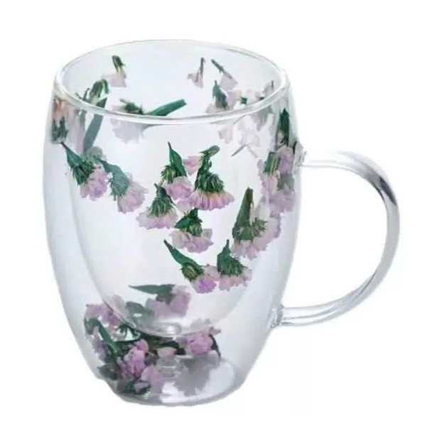Кружка стеклянная Цветы 350мл термо арт.536275