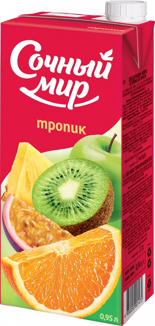 Напиток сокосодержащий СОЧНЫЙ МИР Тропические фрукты 0.95л