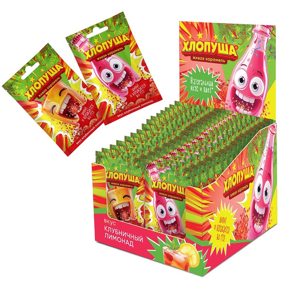 Шипучка СЛАДКАЯ СКАЗКА Новогодняя хлопуша клубничный лимонад 7г