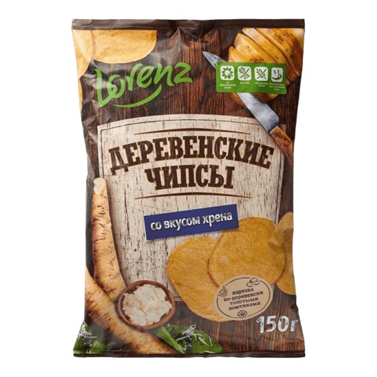 Чипсы ЛОРЕНЦ Деревенские со вкусом хрена 150г