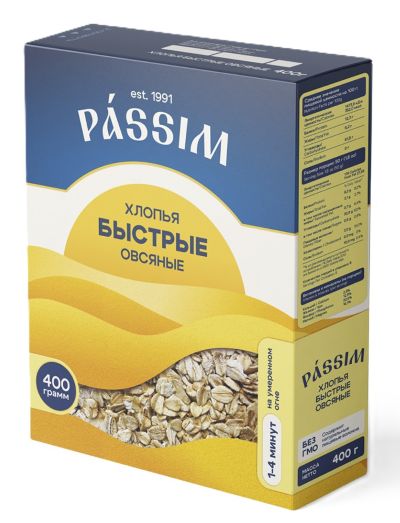 Овсяные хлопья ПАССИМ карт/уп 400г