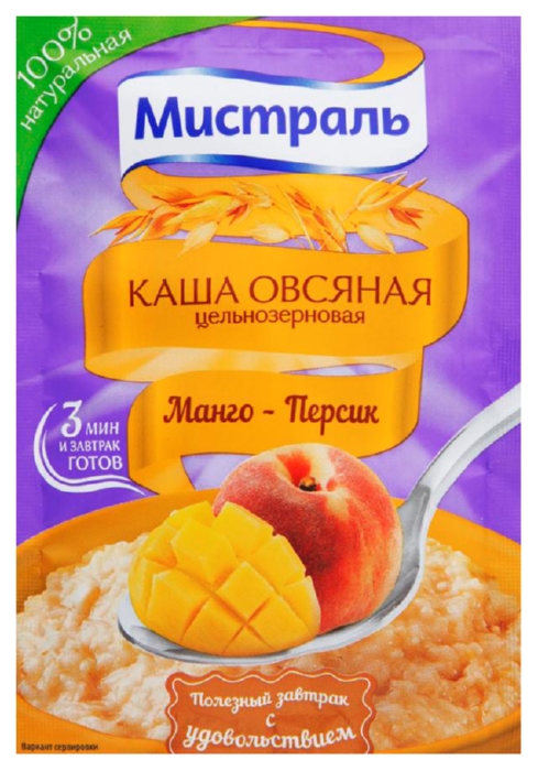 Каша овсяная МИСТРАЛЬ манго персик м/у 40г