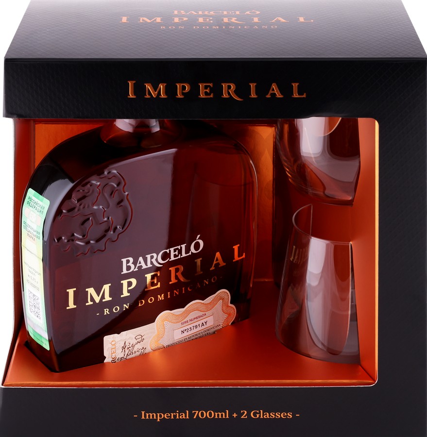 Ром БАРСЕЛО Империал Оникс 38% ПК 0.7л+2 стакана