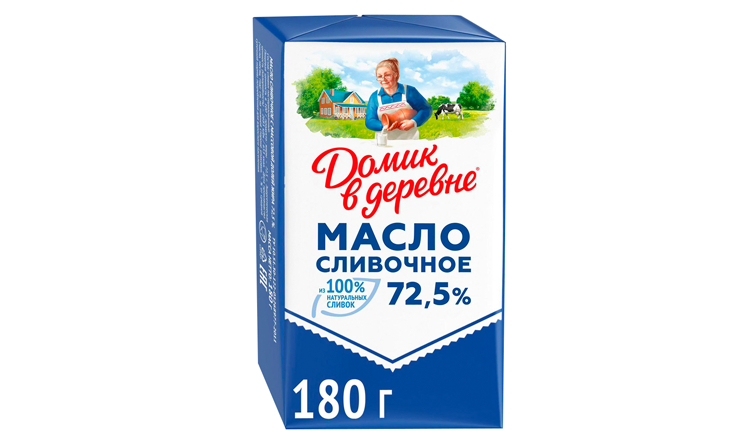 Масло сливочное ДОМИК В ДЕРЕВНЕ Крестьянское бзмж 72.5% 180г