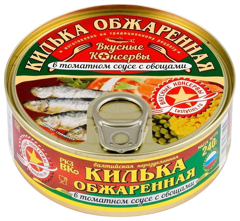 Килька ВКУСНЫЕ КОНСЕРВЫ Балтийская обжаренная с овощами в т/с ж/б ключ 240г