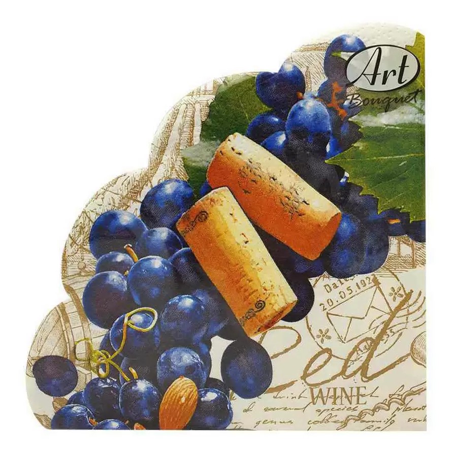 Салфетки АРТ БУКЕТ Рондо Виноградный венок 3сл 12шт