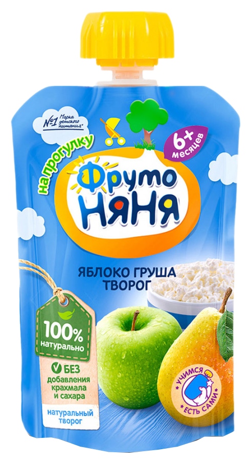 Пюре ФРУТОНЯНЯ яблоко груша творог бзмж м/у 90г