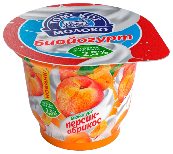 Биойогурт ТОМСКОЕ МОЛОКО персик абрикос бзмж 2.5% 180г