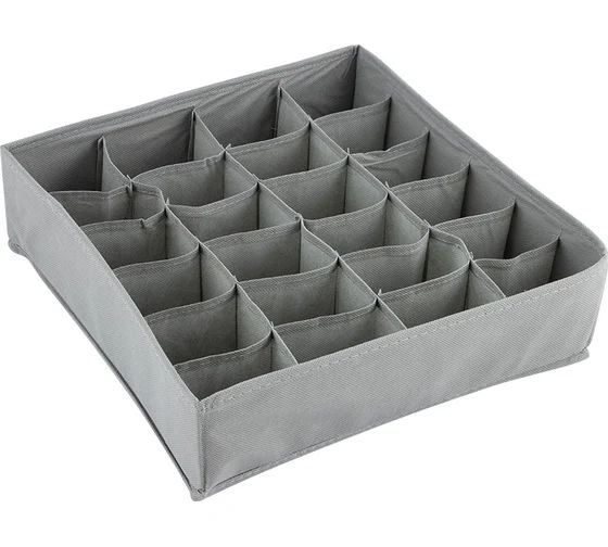 Коробка для хранения РЫЖИЙ КОТ серая 24 ячейки арт.103073