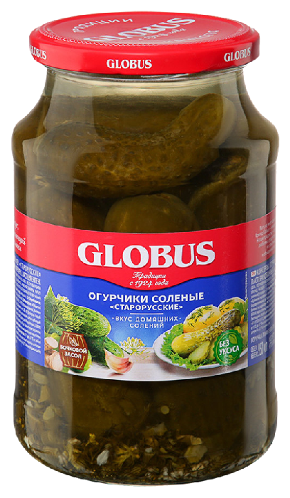 Огурцы ГЛОБУС соленые бочковые ст/б 950мл