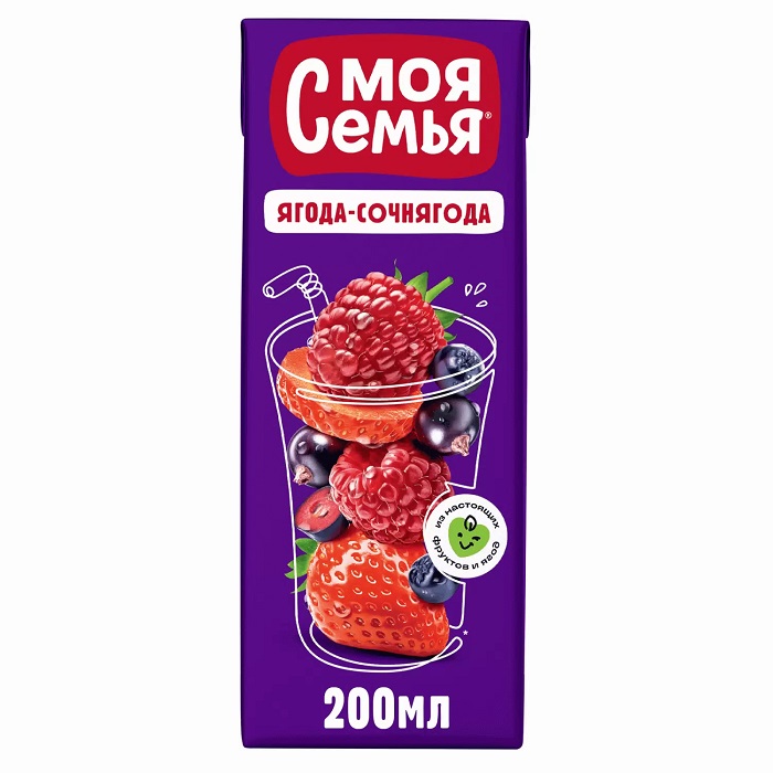 Напиток сокосодержащий МОЯ СЕМЬЯ Ягода-сочнягода 0.2л