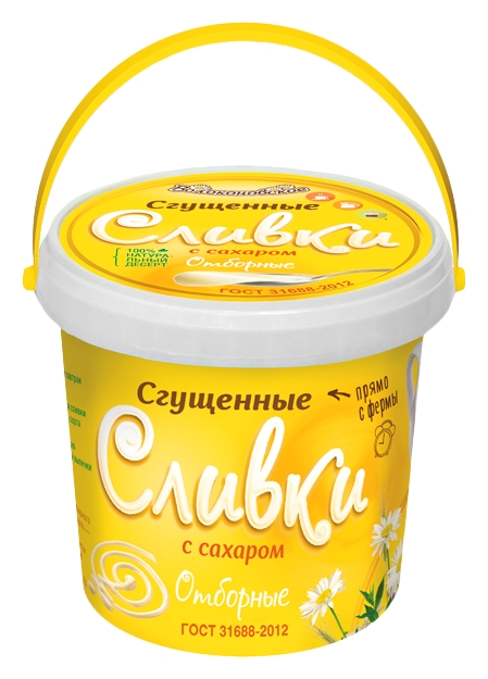 Сливки сгущенные ВОЛОКОНОВСКОЕ с сахаром бзмж ГОСТ 19% пэт 400г