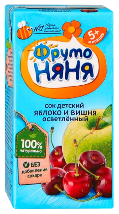 Сок ФРУТОНЯНЯ яблоко вишня осветленный 0.2л