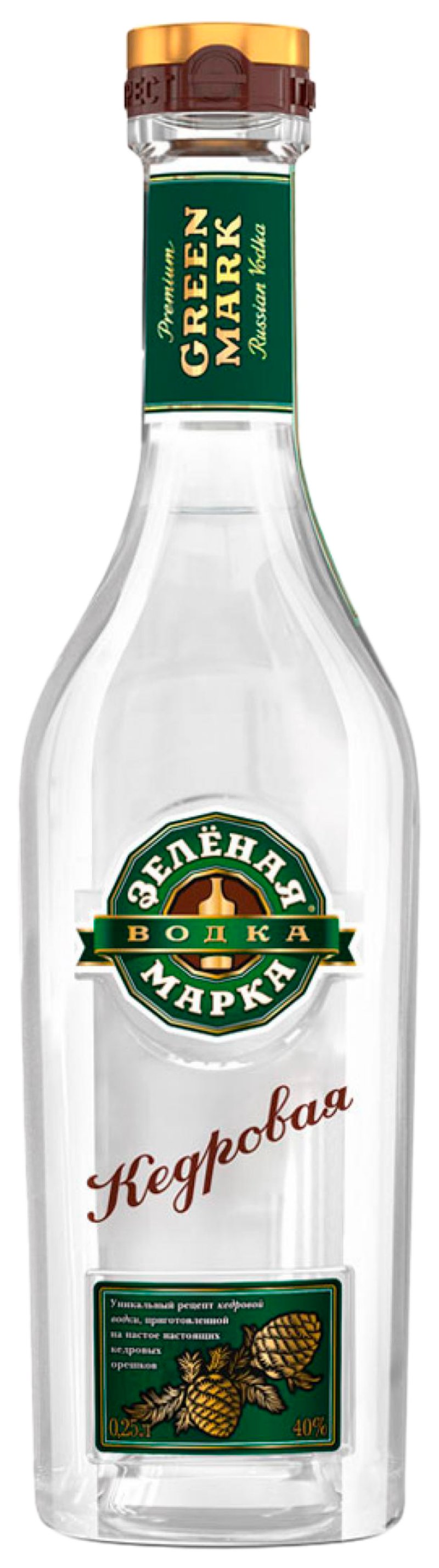 Водка ЗЕЛЕНАЯ МАРКА Кедровая 40% ст/б 0.25л