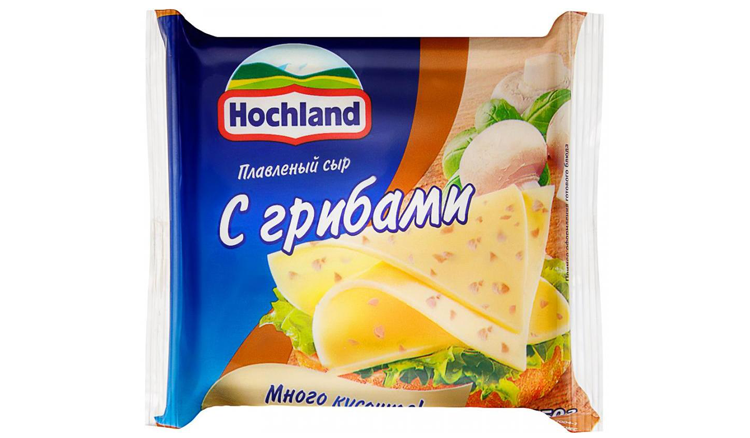 Сыр плавленый ХОХЛАНД с грибами ломтики бзмж 45% 150г
