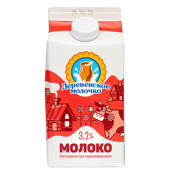 Молоко ДЕРЕВЕНСКОЕ МОЛОЧКО пастер бзмж 3.2% пюр/пак 1400г