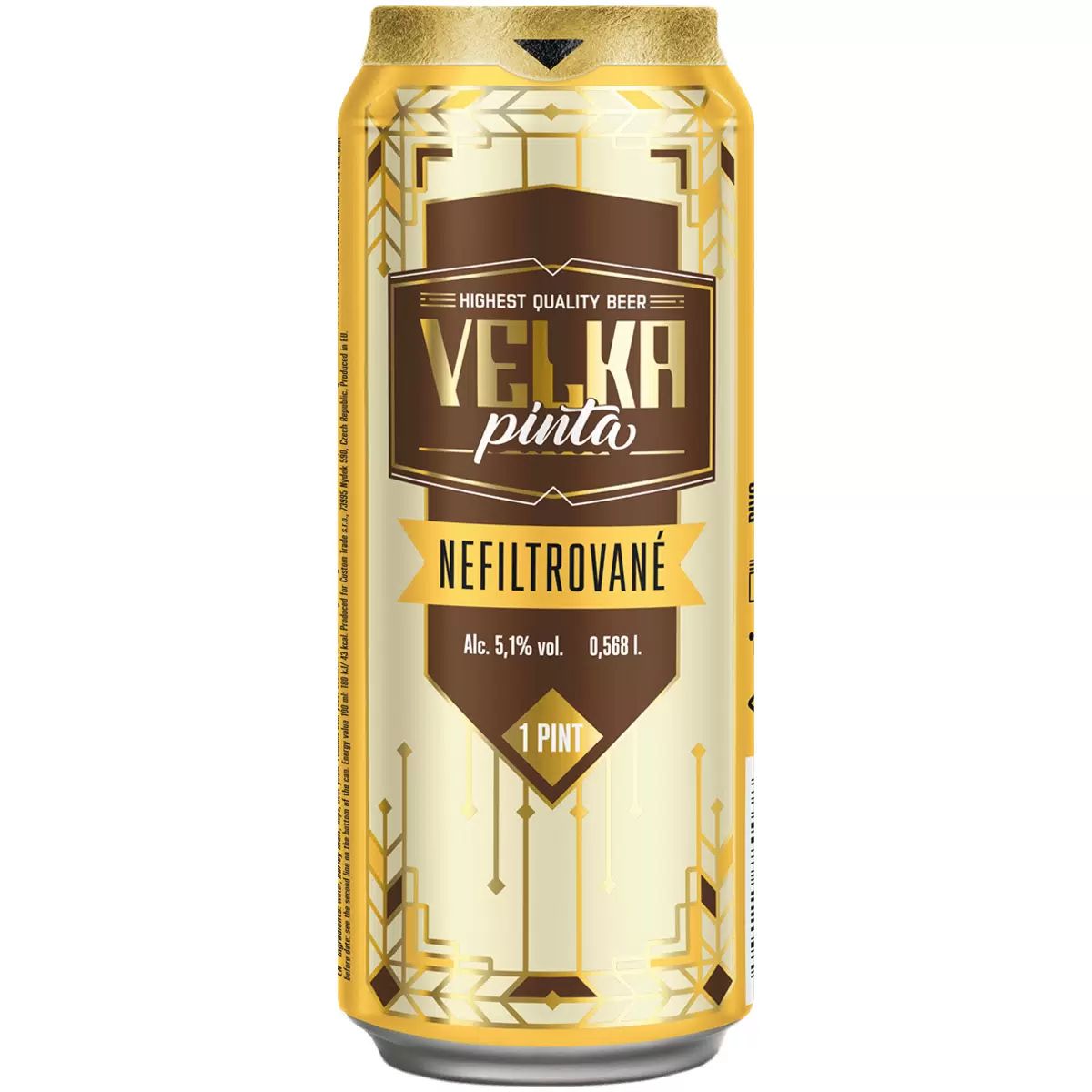 Пиво ВЕЛКА ПИНТА светлое пастер нефильтрованное 5.1% ж/б 0.568л