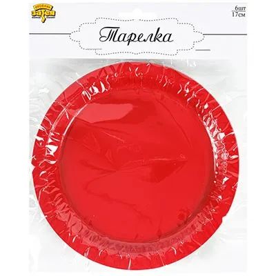 Тарелка ВЕСЕЛАЯ ЗАТЕЯ бумажная 18см 6шт в ассортименте арт.1502-6067