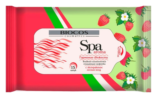 Влажные салфетки БИОКОС Спа арома с экстрактом лесных ягод 15шт