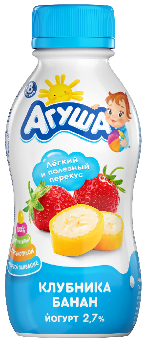 Йогурт АГУША клубника банан бзмж 2.7% 180г